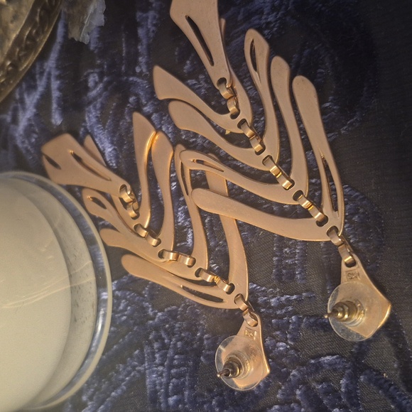 Kendra Scott Luca earrings Monstera leaf feather rose gold - Picture 5 of 5